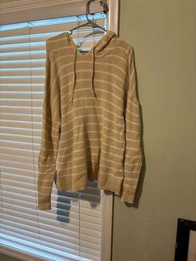 GAP Striped Knit Pullover Hoodie Sweater in Yellow and White